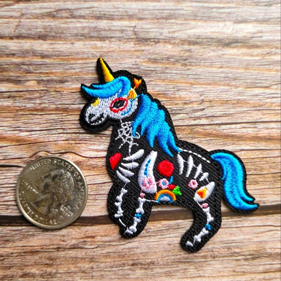 Sugar Skull Unicorn Embroidered Patch - Picture 2 of 2